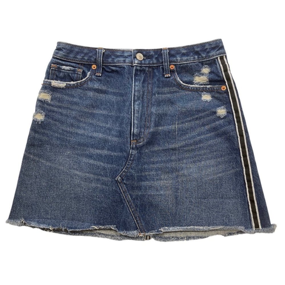 ABERCROMBIE & FITCH Vintage A-Line Skirt Size 27/4 Mini Distressed‎ Blue Denim